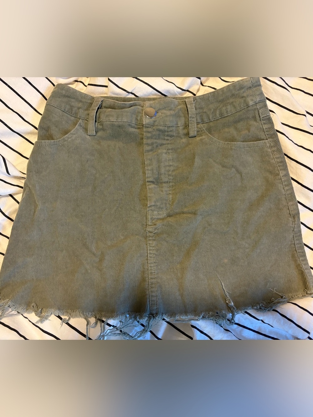Forever 21 Olive Corduroy Cut Off Skirt